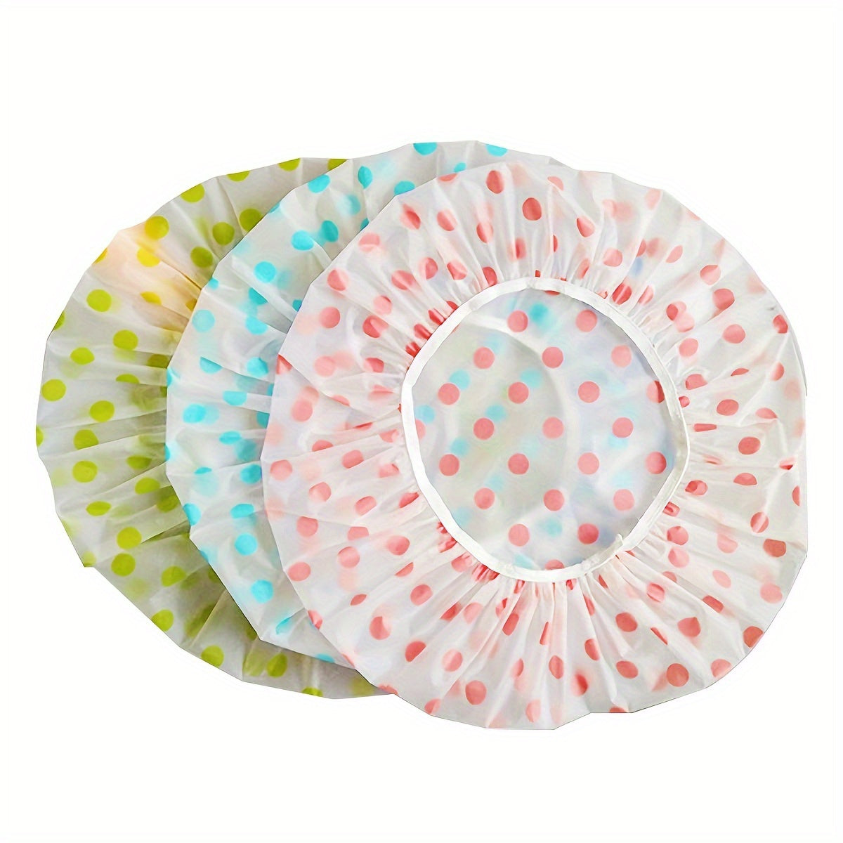 3-pc Waterproof Shower Cap w/ Elastic Band, Flower Print - Salon & Spa Use
