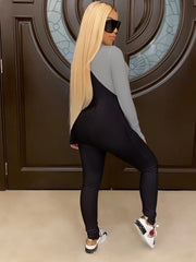Sexy V Neck Long Sleeve Bodycon Jumpsuit