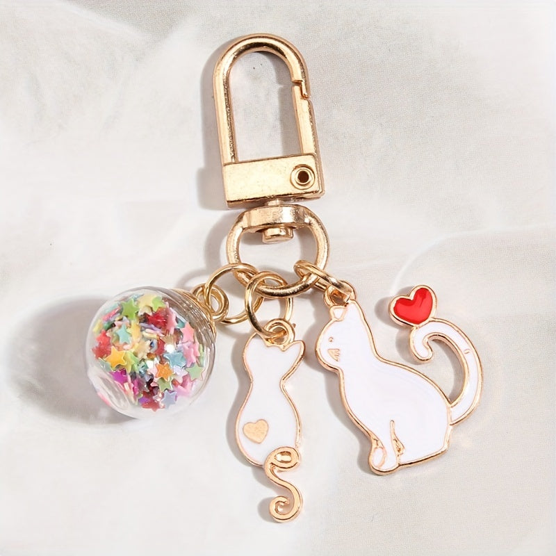 Cartoon Cat Keychain Animal Key Ring Purse Handbag Car Charm Phone Pendant Gift