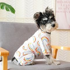 Rainbow Print Dog Pajama Cozy Pet Clothes for Cats and Dogs