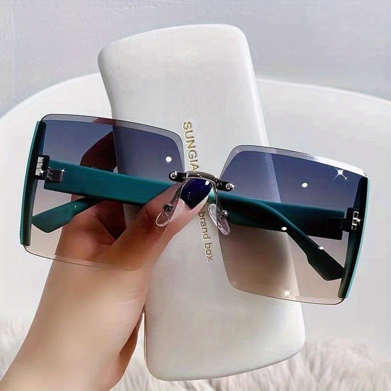 Oversized Rimless Sunglasses Gradient Glasses UV400