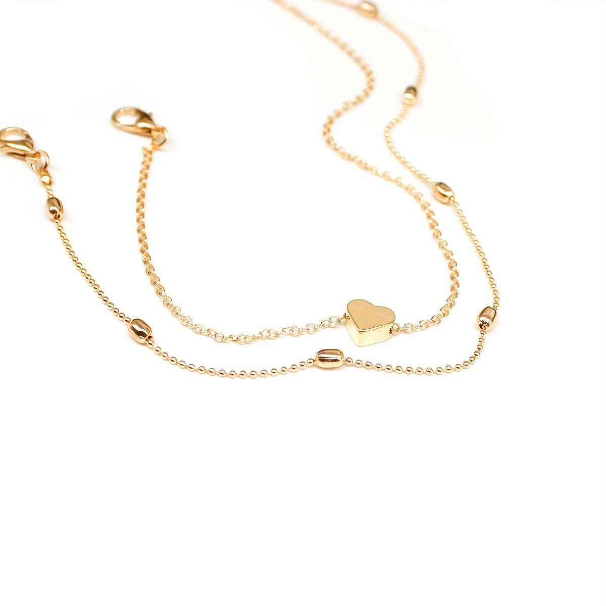 Double Layer Anklet Heart Charm for Men Unisex