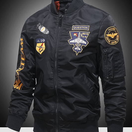Embroidered Men's Slim Fit Sports Jacket Windproof Motorcycle Jacket