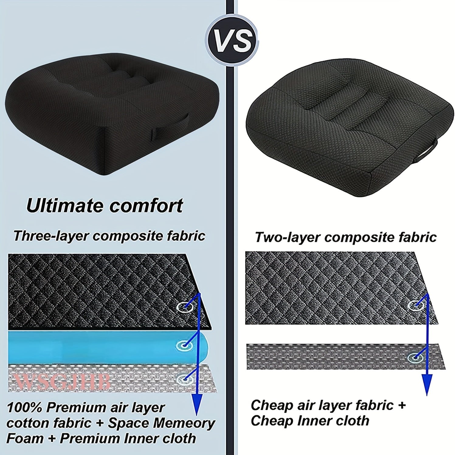 Car Booster Seat Cushion Portable Breathable Mesh 4.7in Angle Lift Seat Cushions