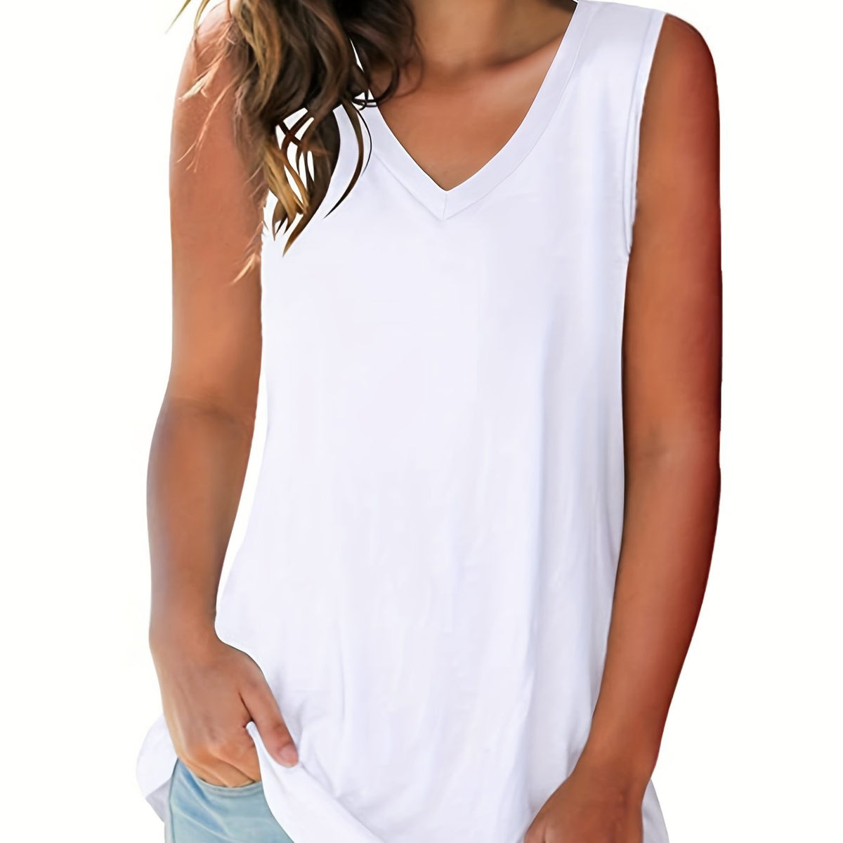 Women's Sleeveless V Neck Tank Top for Spring & Summer
