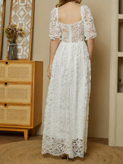 Lace Square Neck Bridesmaid Dress