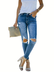  High Stretch Ripped Skinny Jeans for Women