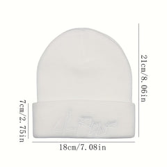 Warm Letter Embroidery Knitted Hat Pullover Beanie