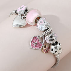 Heart Pendant Bracelet With Lantern Beads Lovely Chain For Women