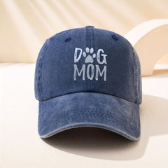 DOG MOM Baseball Cap Washed Distressed Dad Hat Casual Sports Sun Hats
