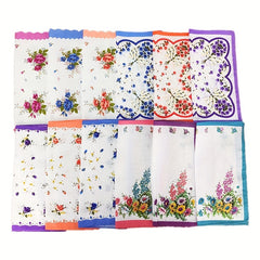 6pcs Classic Flower Handkerchief Lady Hanky Mix