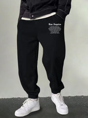 Men's LA Print Sweatpants Casual Stretch Drawstring Loose Pants
