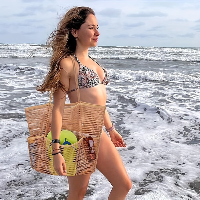 Large Capacity Mesh Beach Tote Bag Travel Swimming Storage Toiletry Bag