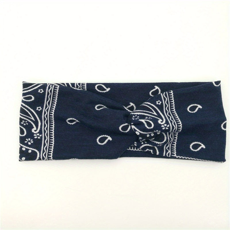 Boho Style Print Headband Yoga Sports Sweatband Turban