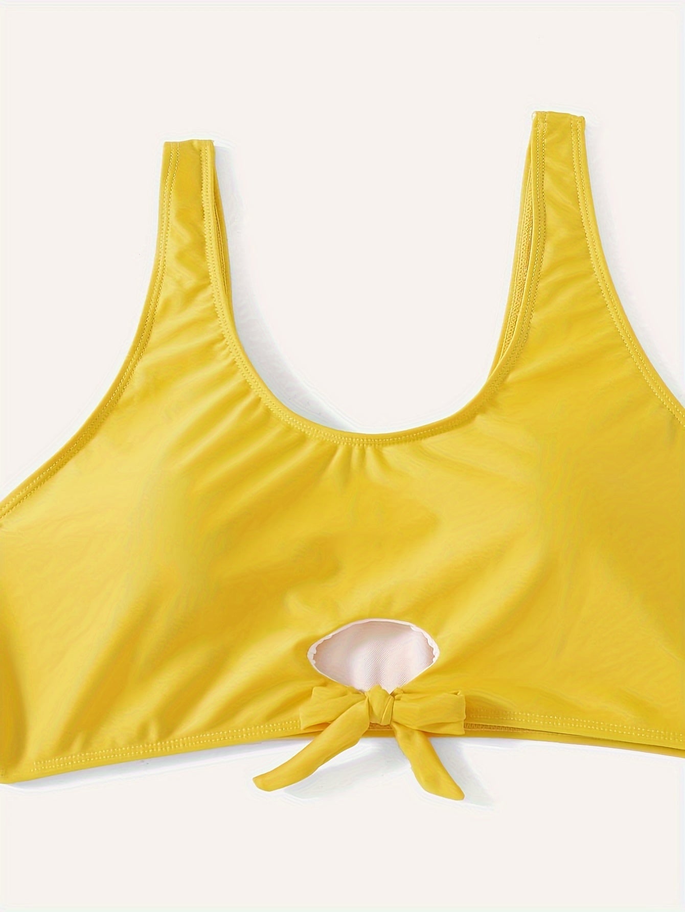  Knot Front Tank Bra & Striped Panty Swimsuit Set