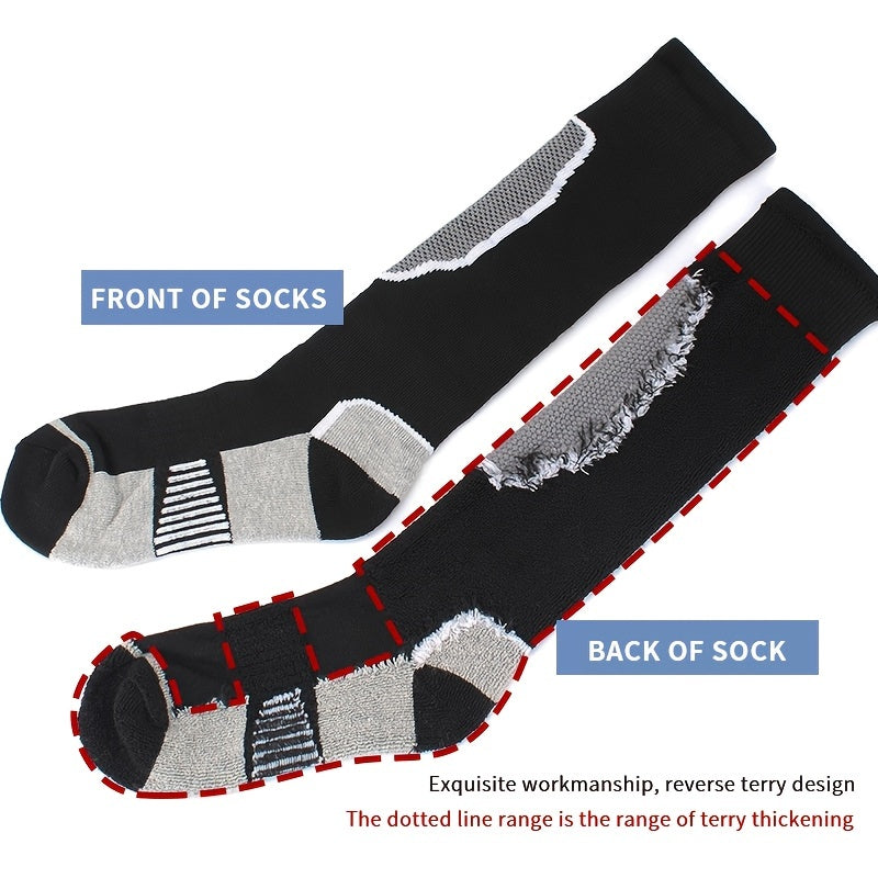 Men's Heated Ski Socks Winter Thermal Crew Boot Socks for Cold Weather