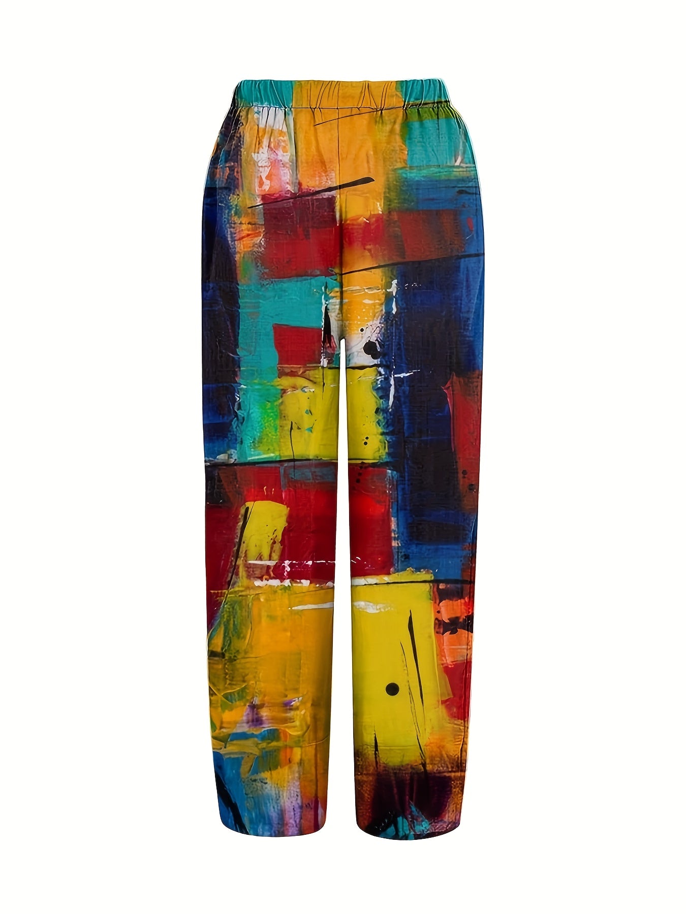  Painting Print High Rise Loose Fit Trousers