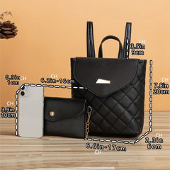 2 Pcs Solid Bag Sets Minimalist Backpack & Shoulder Chain Bag