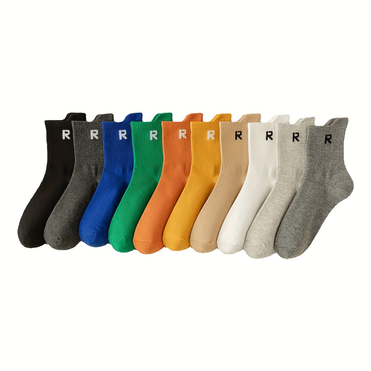 5 Pairs Letter Print Socks, Women's Mid Tube Stockings