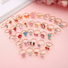 10pcs Kids Crystal Gem Cartoon Rhinestone Ring Set