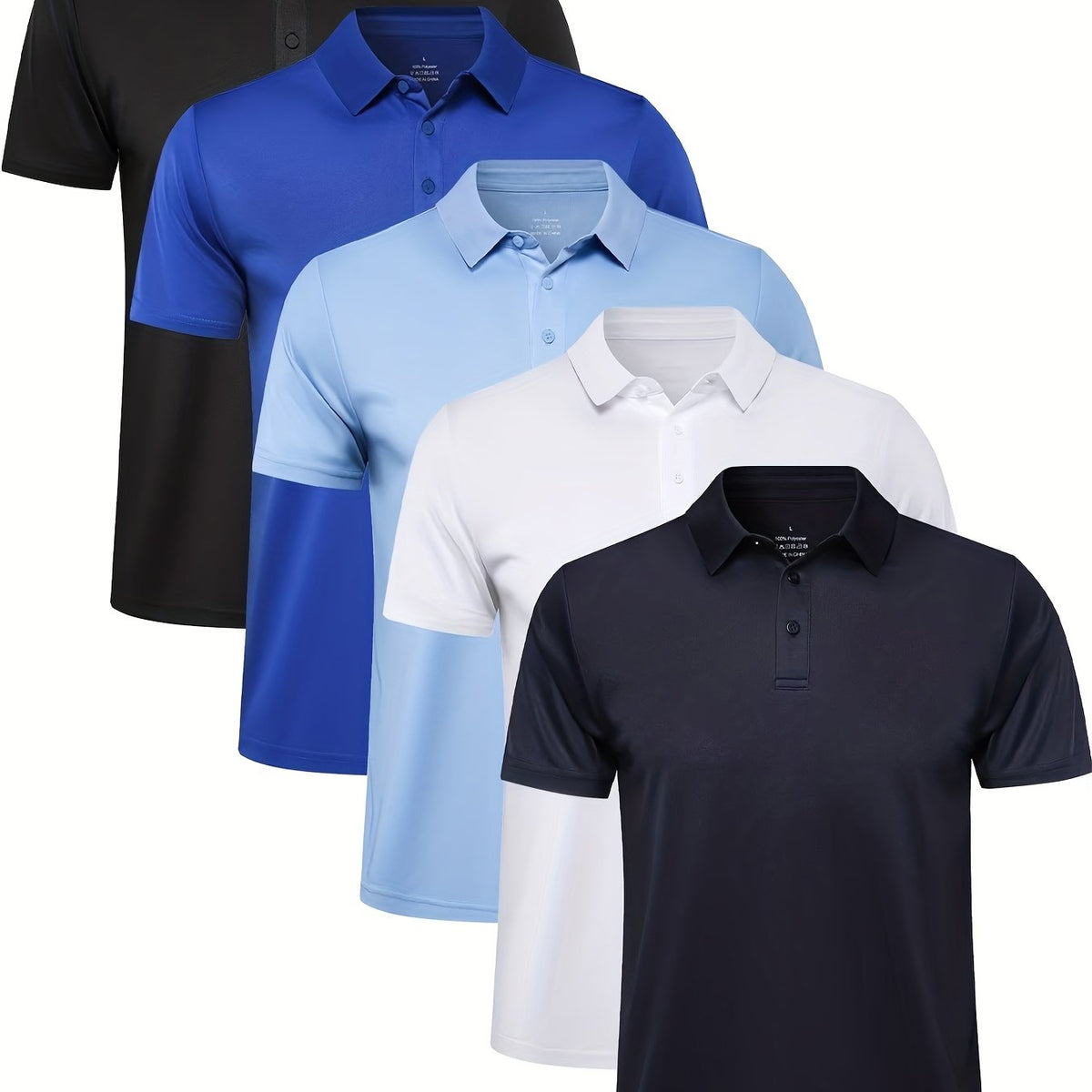 5pcs Men's Active Breathable Shirts for Golf & Business