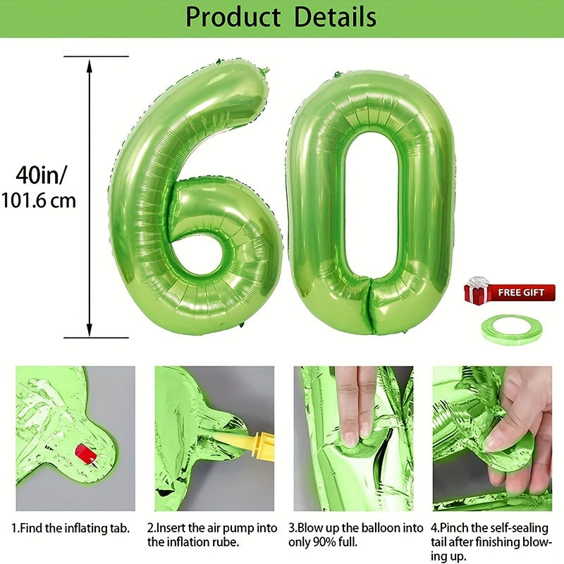 40" Fruit Green Number Aluminum Film Balloon - Birthday Decoration