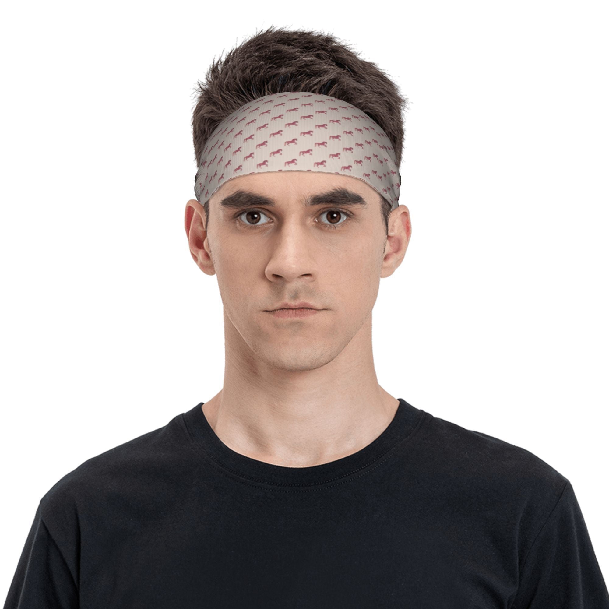 Men's Horse Headband Soft Pastel pink Non Slip Hairband for Gym Running