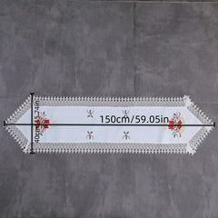 Polyester Christmas Table Runner Red Bell Printed Holiday Decoration