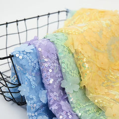 1yard 3D Flower Tulle Fabric Wedding Sewing For Decor Clothes Crafts
