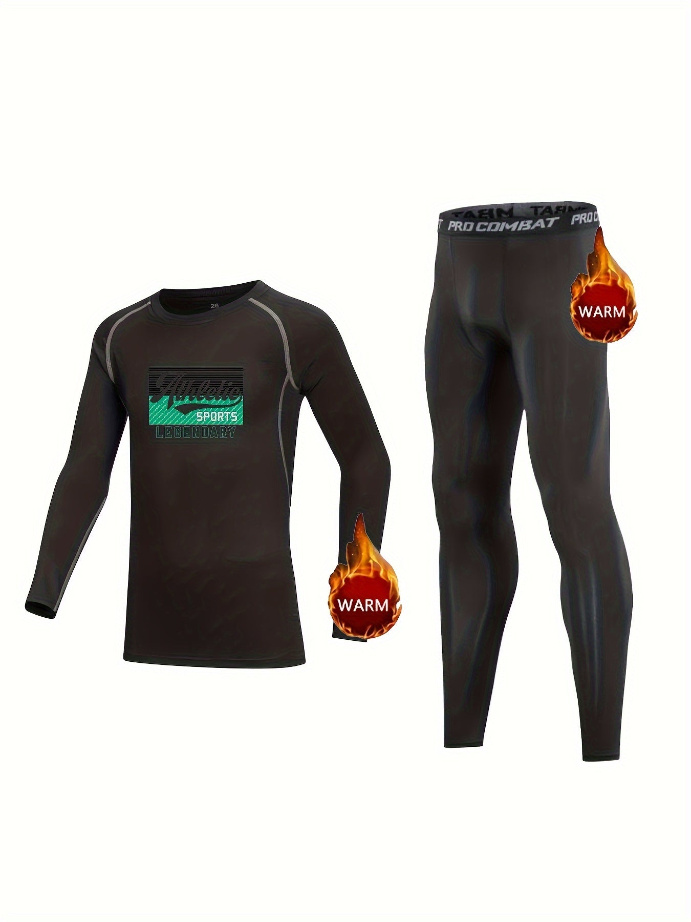 2pcs Kids Compression Fleece Sets Long Sleeve Pullover