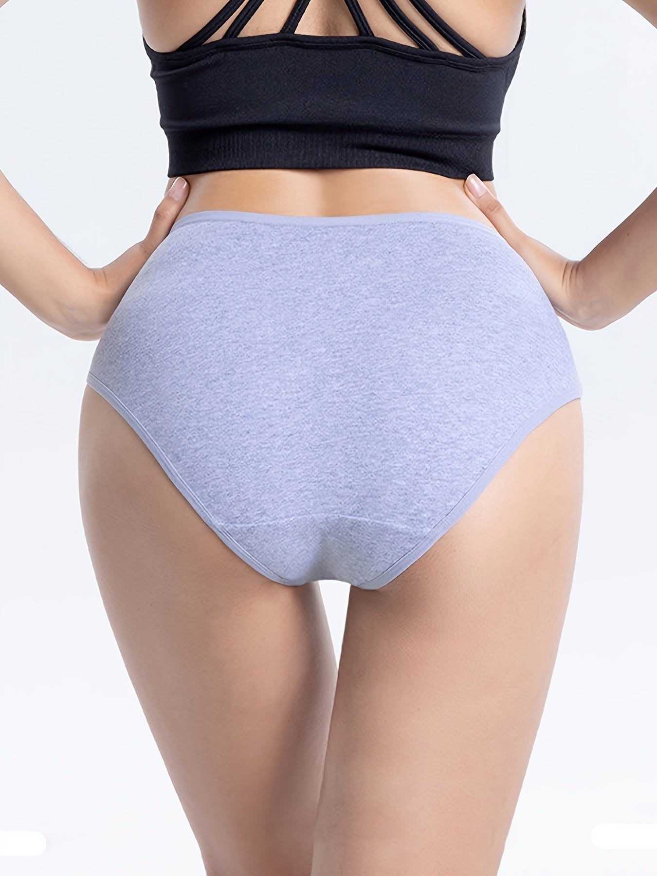 6pcs Comfy Solid Briefs Stretchy Intimates Panties