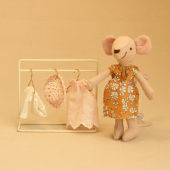 Mini Coat Rack Set with 3 Hangers - Golden Finish