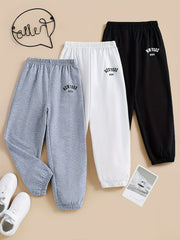 3pcs Girl's Jogger Pants Elastic Waist Sweatpants
