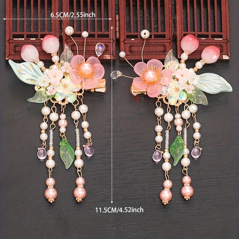 Flower Hair Clip With Pendant Costume Accessori