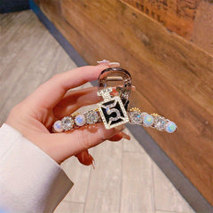 Acrylic Faux Pearl Rhinestone Hair Claw Large Shark Claw Back Head Hair Jewelry