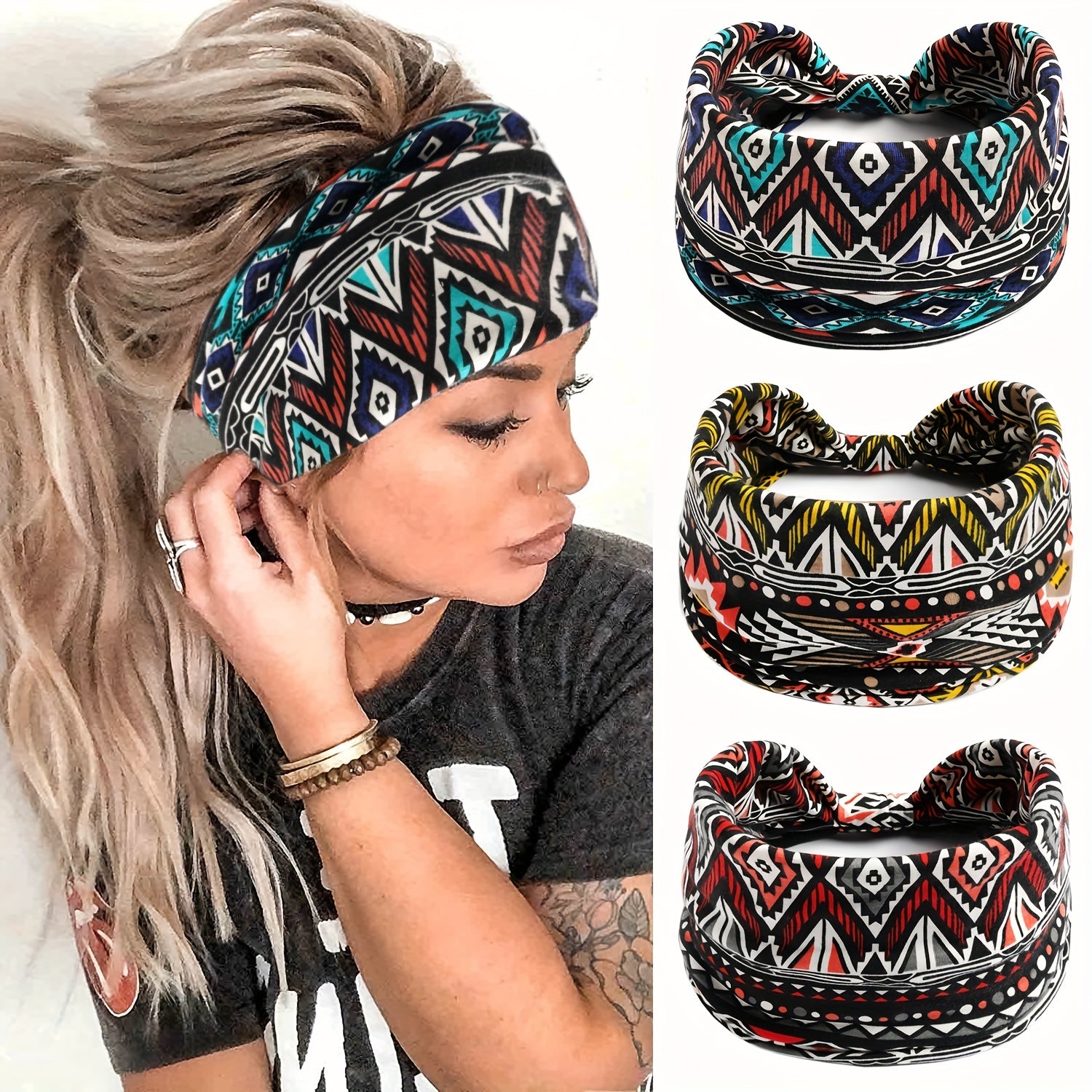 Women's Wide Headband for Sport Workout Non-slip Sweatband