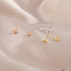 Small Floral Stud Earrings in Golden and Silver