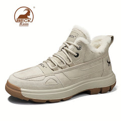 Men's Winter Snow Boots Windproof Hiking Shoes With Fuzzy Lining