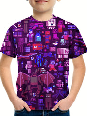 Kids 3D Print Casual T-shirt Building My Wonderful World Tees Top
