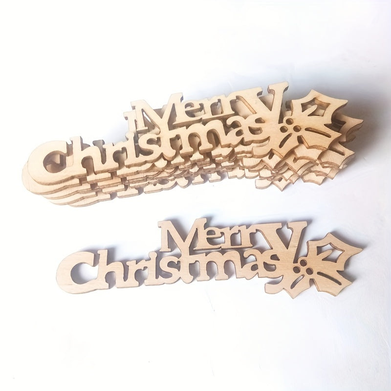 10pcs Wooden Christmas Letters for DIY Home Decor & Xmas Party
