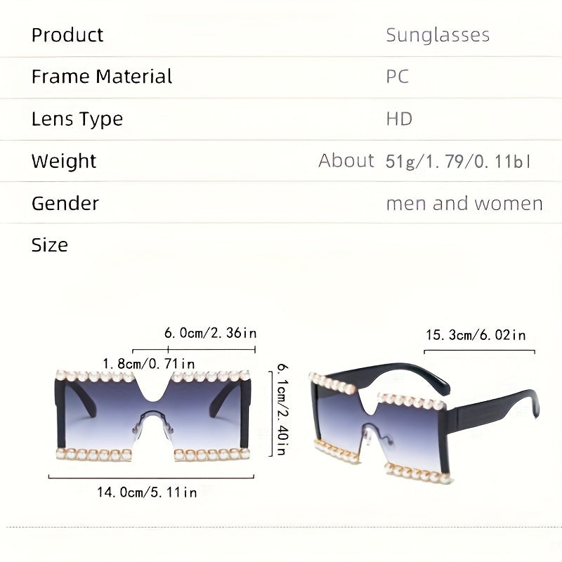 Y2K Large Pearl Sunglasses UV400