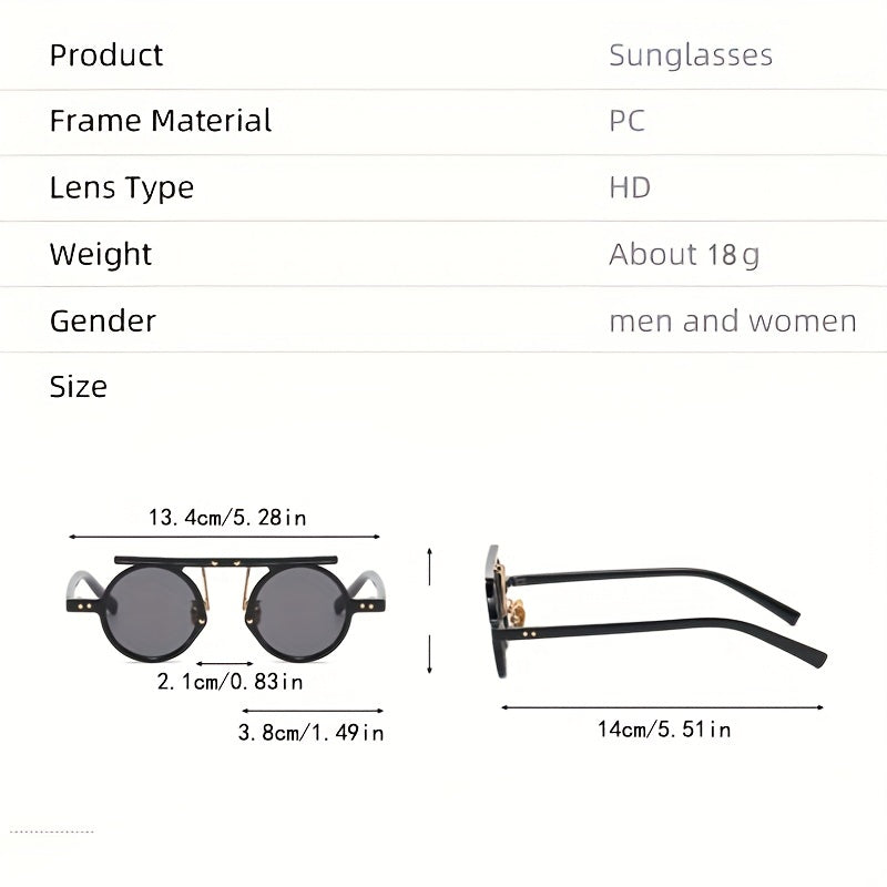 Round Sunglasses Retro Punk Rivet Beach Party Club UV400