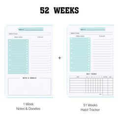 2pcs A5 Planner Daily Weekly Time Planner Notepad 52 Sheets 104 Pages