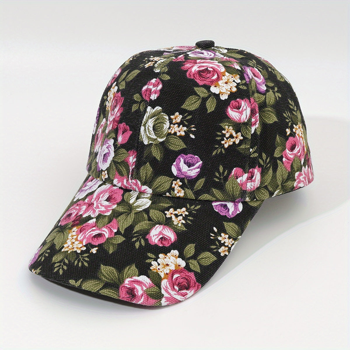 Unisex Large Brim Casual Baseball Cap with Flower Embroidery for Outdoor Sport