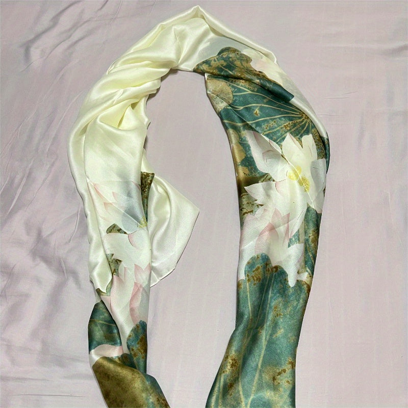Satin Scarf Silk Shawl Head Wrap Hijab Sunscreen Beach Towel