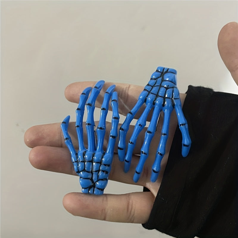 2pcs Y2K Skull Hand Hair Clip Set Gothic Hair Accessories