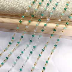 Boho Bead Chains for Necklace Choker DIY Green Beads