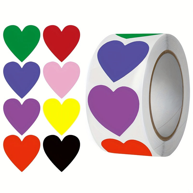 500pcs Copper Paper Thank You Stickers Colorful Heart-shaped Sealing Stickers