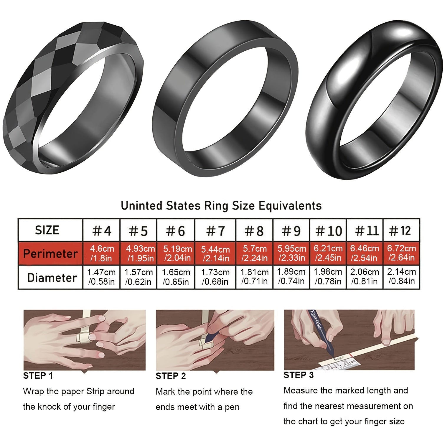 Hematite Stone Ring Absorbs Negative Energy Unisex Size 6-10