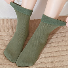 Plush Lined Socks Cozy & Warm Mid Tube Women's Stockings Hosiery